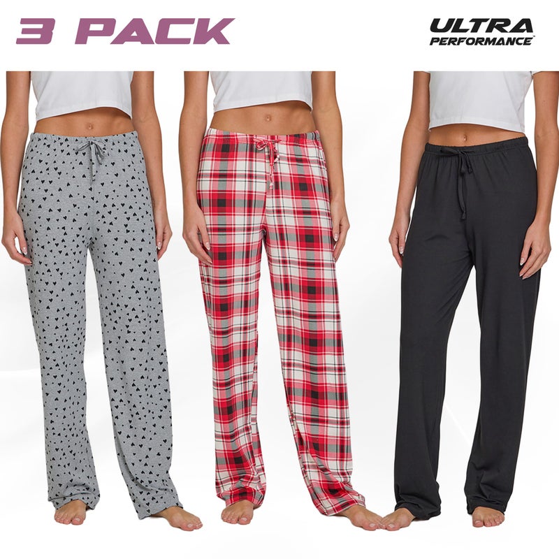 Ultra Performance Womens Pajama PJ Pants 3 Pack Lounge Bottoms Pajamas for Women (Avail in Plus Sizes) - Image 2