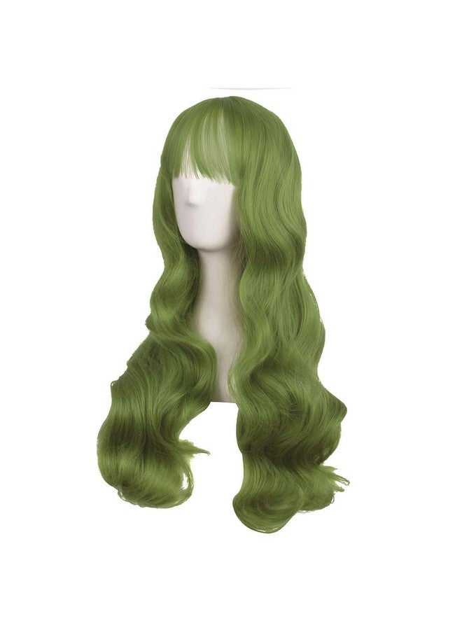 MapofBeauty 28 Inch/70Cm Beautiful Special Color Air Bangs Long Wavy Curly Lolita Cosplay Wig (Light Sea Green)  - Image 4
