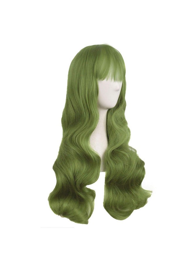 MapofBeauty 28 Inch/70Cm Beautiful Special Color Air Bangs Long Wavy Curly Lolita Cosplay Wig (Light Sea Green)  - Image 3