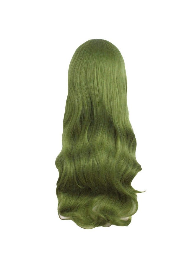 MapofBeauty 28 Inch/70Cm Beautiful Special Color Air Bangs Long Wavy Curly Lolita Cosplay Wig (Light Sea Green)  - Image 5