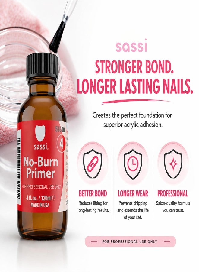 Sassi No-Burn Primer 4oz | Acid-Free Nail Primer for Superior Adhesion | Low Odor, Non-Irritating Formula | Made in USA - Image 3
