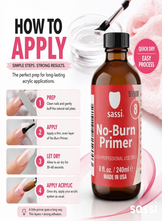 Sassi No-Burn Primer 4oz | Acid-Free Nail Primer for Superior Adhesion | Low Odor, Non-Irritating Formula | Made in USA - Image 5