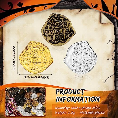 Hanaive 100 Pcs Pirate Coins Plastic Fake Play Coins Replica Spanish Doubloons for Pirate Party Treasure Chest Board Tokens Cosplay St PatricksGold Silver BronzeClassic - Image 5