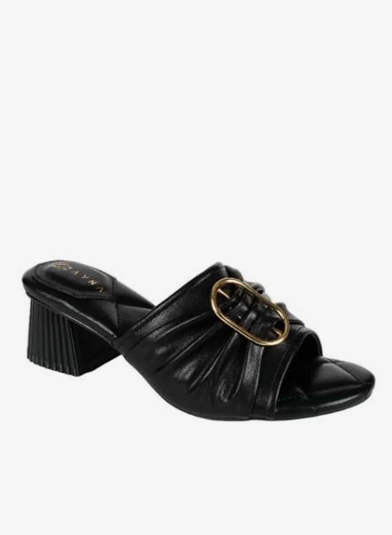 زينة صنادل زينيا بكعب عريض للسيدات أسود