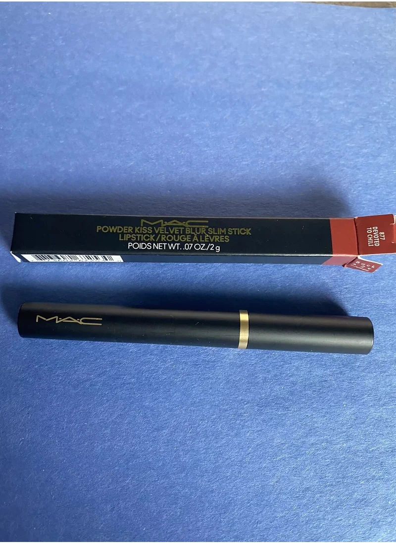MAC Cosmetics Powder Kiss Velvet Blur Slim Lipstick 877 DEVOTED TO CHILI