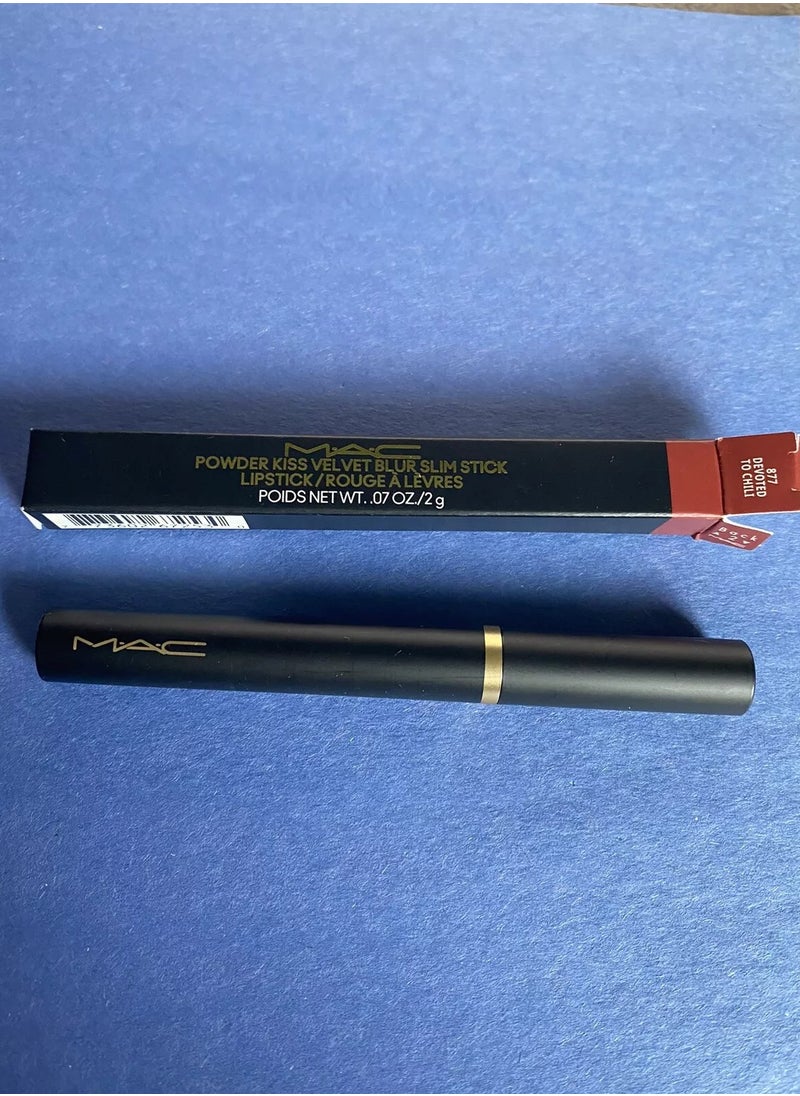 MAC Cosmetics Powder Kiss Velvet Blur Slim Lipstick 877 DEVOTED TO CHILI  - Image 3