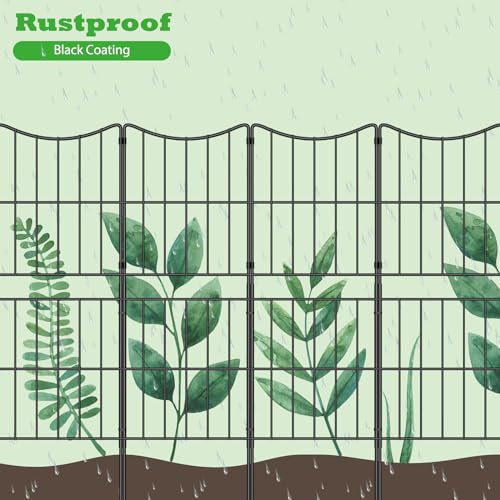 OUSHENG Decorative Garden Fence Fencing 10 Pack, 37.5in (H) x 10ft (L) Rustproof Metal Wire Panel Border Animal Barrier for Dog, Flower Edging for Yard Landscape Patio Outdoor Decor, Arc - Image 4