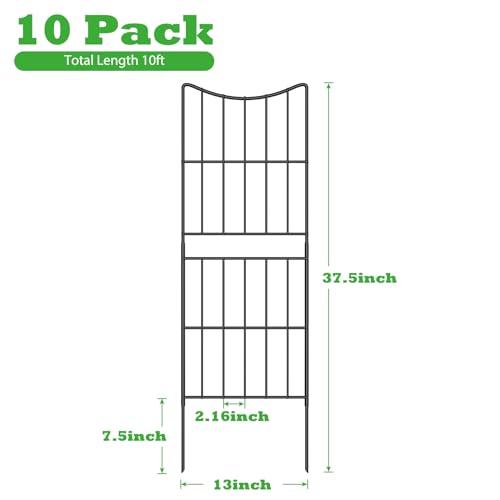 OUSHENG Decorative Garden Fence Fencing 10 Pack, 37.5in (H) x 10ft (L) Rustproof Metal Wire Panel Border Animal Barrier for Dog, Flower Edging for Yard Landscape Patio Outdoor Decor, Arc - Image 2
