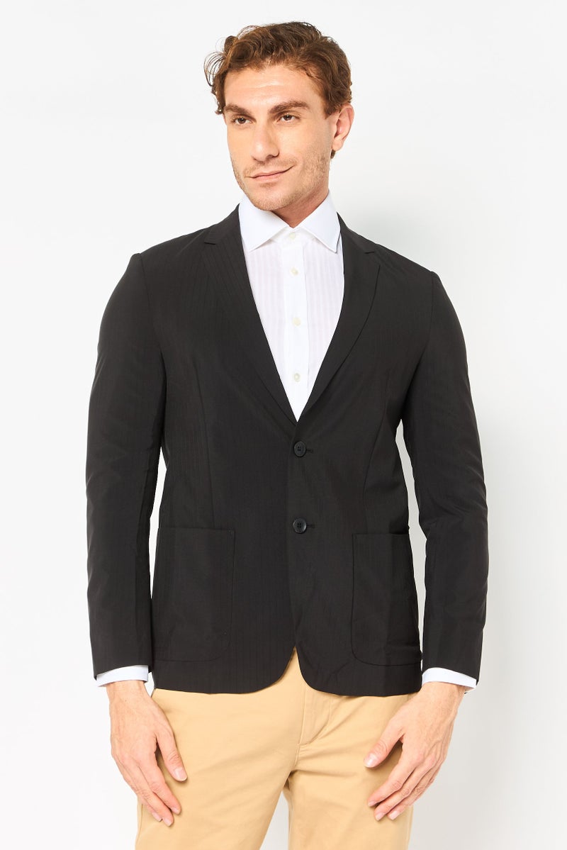 SELECTED Men Regular Fit Brand Logo Casual Blazer, Black - Image 1