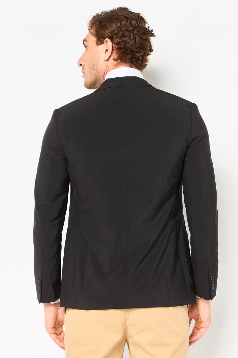 SELECTED Men Regular Fit Brand Logo Casual Blazer, Black - Image 3