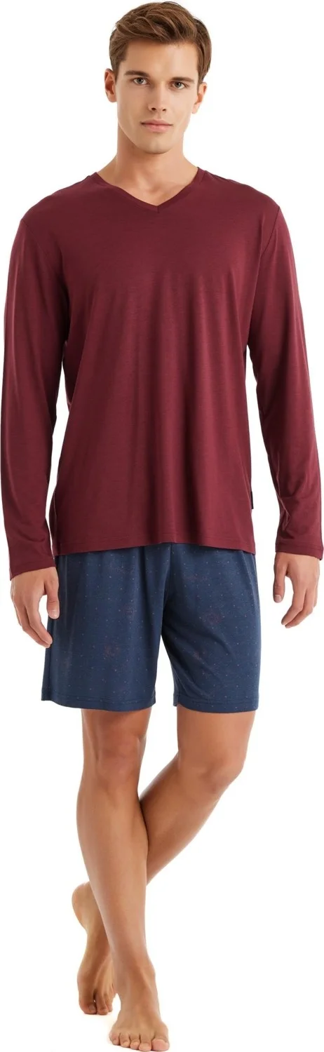 Blackspade Men's Claret Red Pajama Set 40575