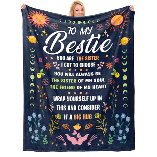 Damaigiift Best Friend Birthday Gifts for Women, Friendship Gifts for Women, Bestie Best Friend Throw Blanket, Loving Birthday Gift for Woman Friendship, Soul Sister, BFF, Long Distance Gift Going Away(50*60) - Image 1