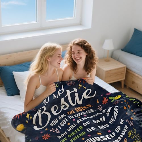 Damaigiift Best Friend Birthday Gifts for Women, Friendship Gifts for Women, Bestie Best Friend Throw Blanket, Loving Birthday Gift for Woman Friendship, Soul Sister, BFF, Long Distance Gift Going Away(50*60) - Image 2