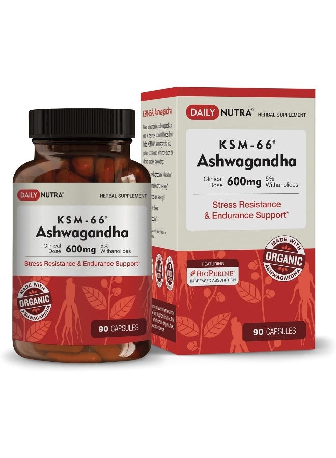 DailyNutra KSM-66 Ashwagandha 600mg - Organic Root Extract - High Potency 5% Withanolides - Image 1