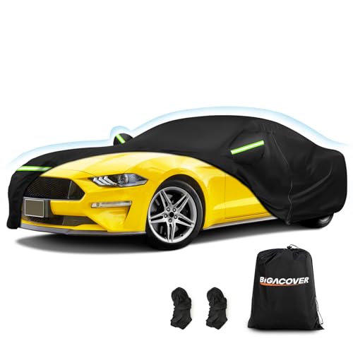 BIGACOVER for Mustang Full Car Cover Waterproof All Weather, Outdoor Car Covers with Soft Cotton Lining Windproof Heavy Duty Protection Compatible with 1994-2025 Mustang GT/Shelby/Cobra/Bullitt/ECOBOOST - Image 1