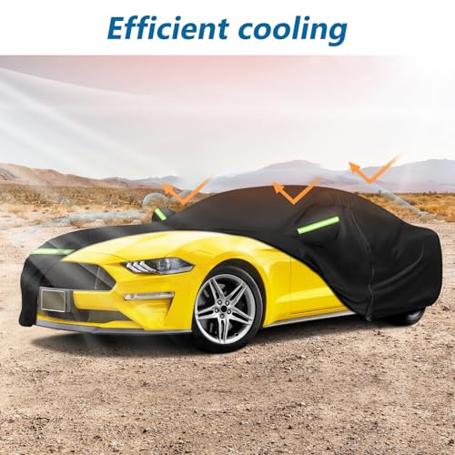 BIGACOVER for Mustang Full Car Cover Waterproof All Weather, Outdoor Car Covers with Soft Cotton Lining Windproof Heavy Duty Protection Compatible with 1994-2025 Mustang GT/Shelby/Cobra/Bullitt/ECOBOOST - Image 4