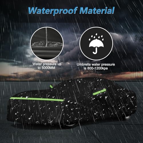 BIGACOVER for Mustang Full Car Cover Waterproof All Weather, Outdoor Car Covers with Soft Cotton Lining Windproof Heavy Duty Protection Compatible with 1994-2025 Mustang GT/Shelby/Cobra/Bullitt/ECOBOOST - Image 5