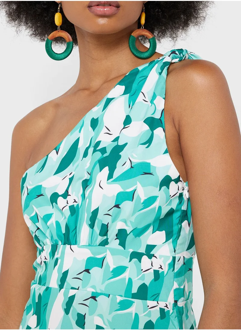 ELLA One Shoulder Sleeveless Printed Dress