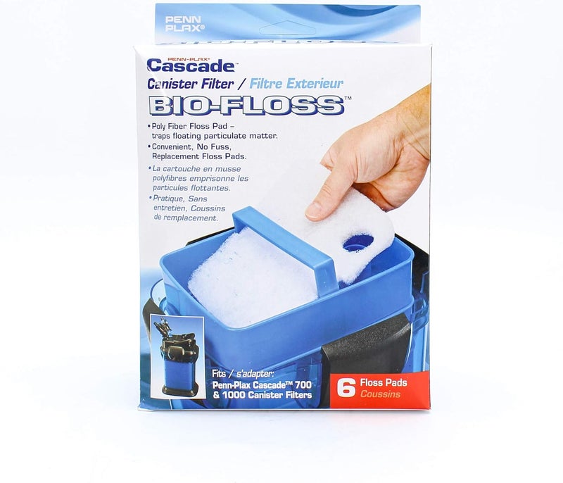 Penn Plax Penn-Plax Cascade Bio-Floss Replacement Poly Fiber Floss Pads for 700 & 1000 Canister Filters - 6 Pack - Image 1