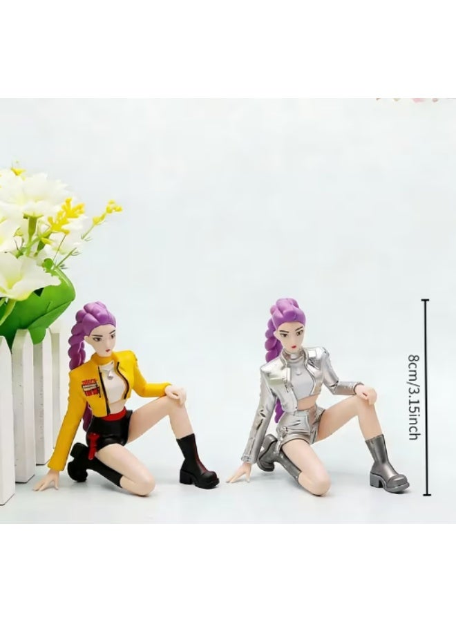 كيبوب مجموعة مجسمات شخصيات أنمي "صائدو الشر" من الكيبوب، 3 قطع من تماثيل PVC قابلة للتجميع بتصميم تشيبي، شخصيات ميرا، رومي، وزوي، ديكور مكتبي للعرض - Image 3