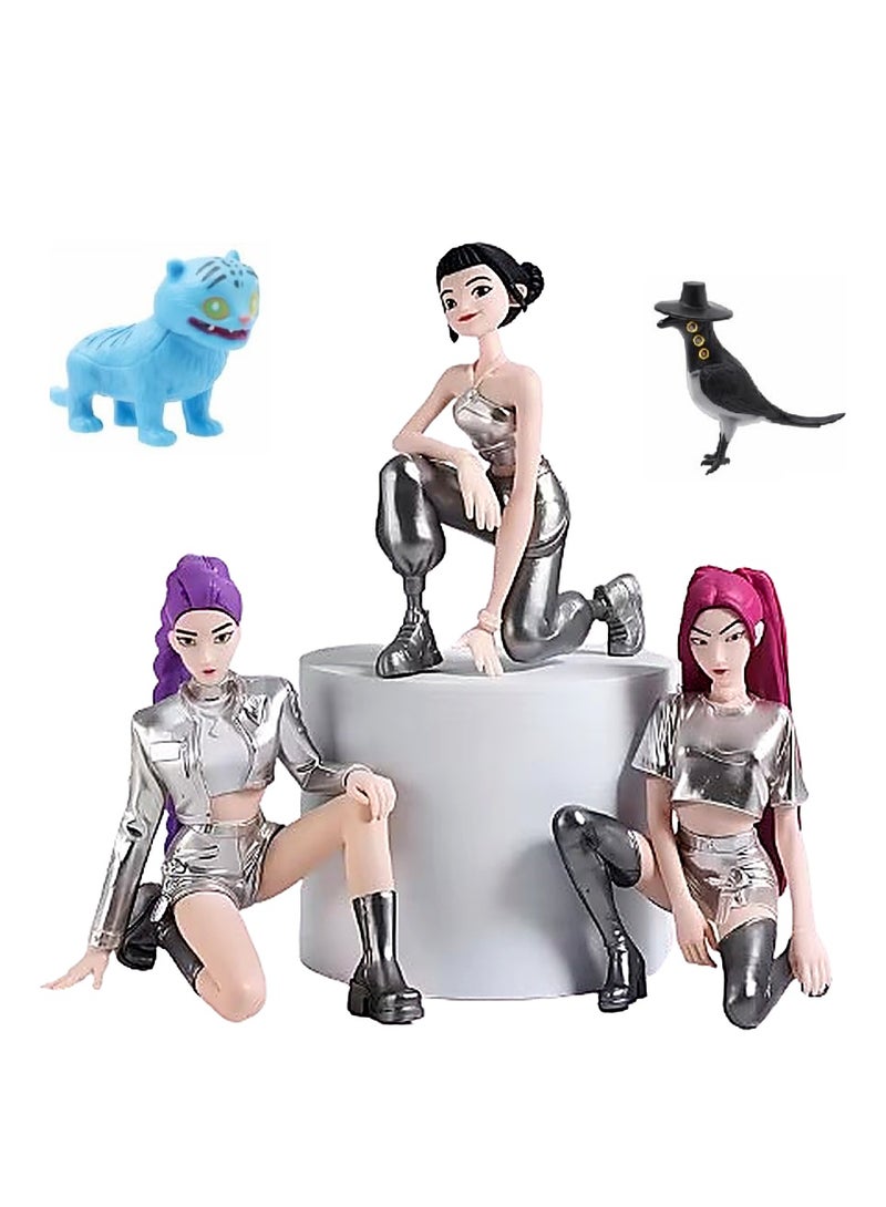 كيبوب مجموعة مجسمات شخصيات أنمي "صائدو الشر" من الكيبوب، 3 قطع من تماثيل PVC قابلة للتجميع بتصميم تشيبي، شخصيات ميرا، رومي، وزوي، ديكور مكتبي للعرض - Image 1