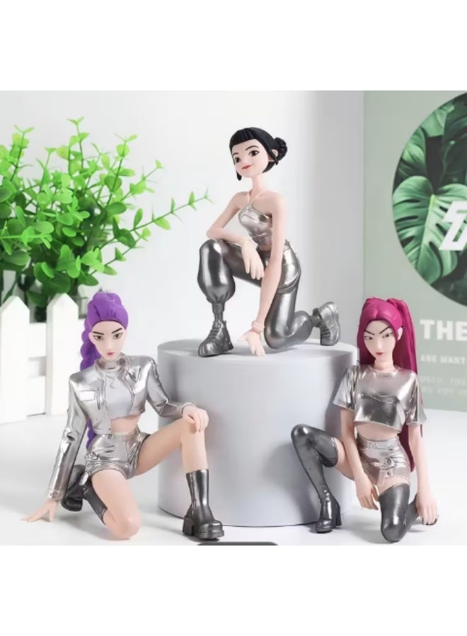 كيبوب مجموعة مجسمات شخصيات أنمي "صائدو الشر" من الكيبوب، 3 قطع من تماثيل PVC قابلة للتجميع بتصميم تشيبي، شخصيات ميرا، رومي، وزوي، ديكور مكتبي للعرض - Image 2