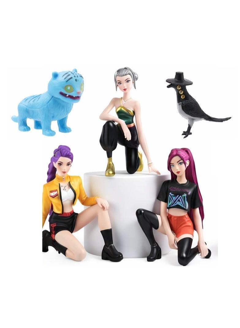 KPOP Demean Hunters Toys Anime Figure Set, 3 Piece Chibi-Style PVC Collectible Statues, Mira Rumy Zoey Characters, Desktop Decor Display - Image 1