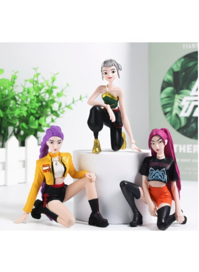 KPOP Demean Hunters Toys Anime Figure Set, 3 Piece Chibi-Style PVC Collectible Statues, Mira Rumy Zoey Characters, Desktop Decor Display - Image 4
