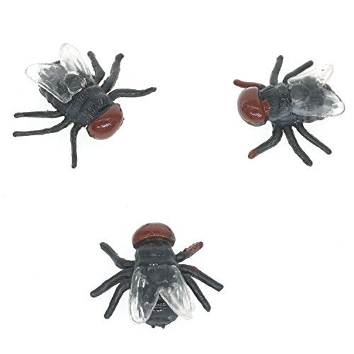 Cooplay 30pcs Fake Fly Flies Bug Plastic Mock Insects Reptile Joke Toys Prank Scary Trick Tricky Brains for Halloween Fools Day Christmas Party - Image 1