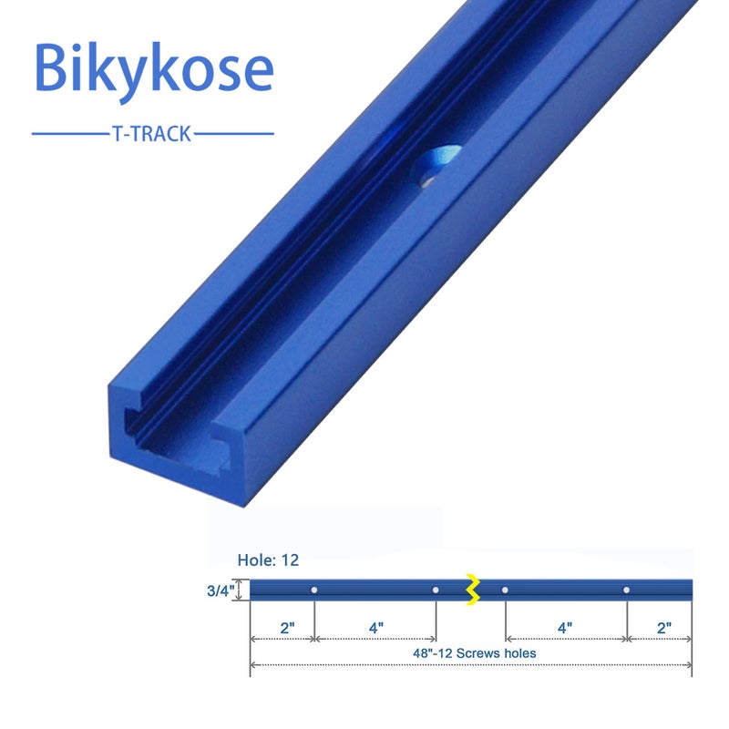 Bikykose 4 Pack 48" T-Track for Woodworking with Screws, Aluminum Alloy Woodworking Tools Double Cut Profile Universal T-Tracks with Predrilled Mounting Holes, Anodized Blue - Image 3
