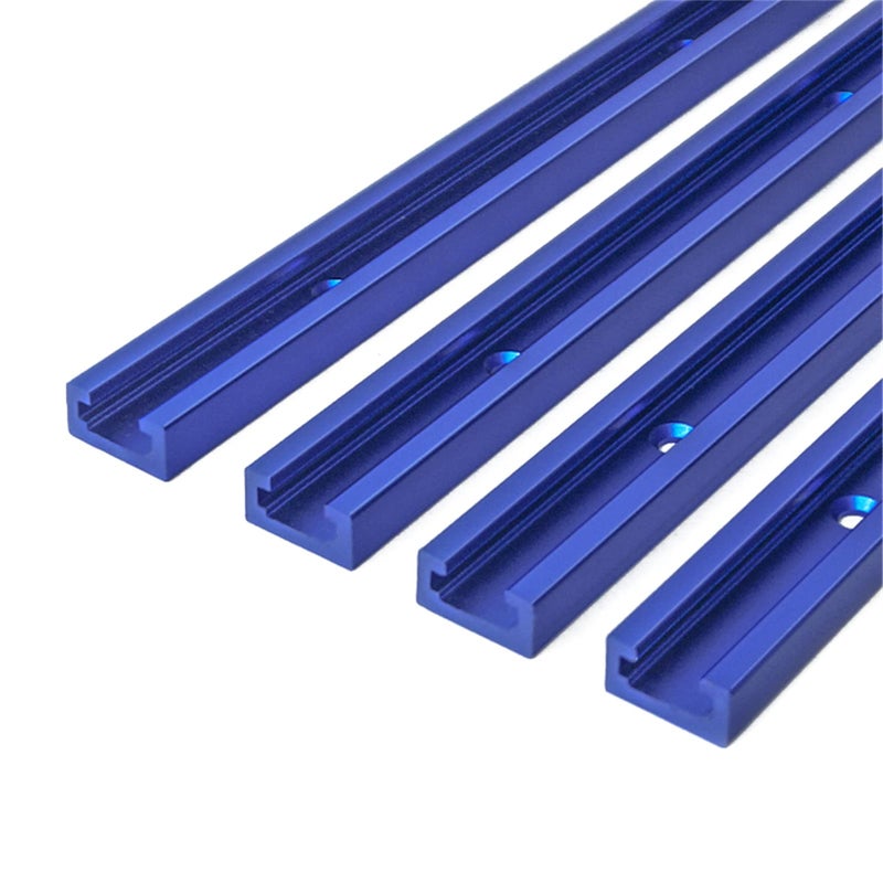 Bikykose 4 Pack 48" T-Track for Woodworking with Screws, Aluminum Alloy Woodworking Tools Double Cut Profile Universal T-Tracks with Predrilled Mounting Holes, Anodized Blue - Image 1