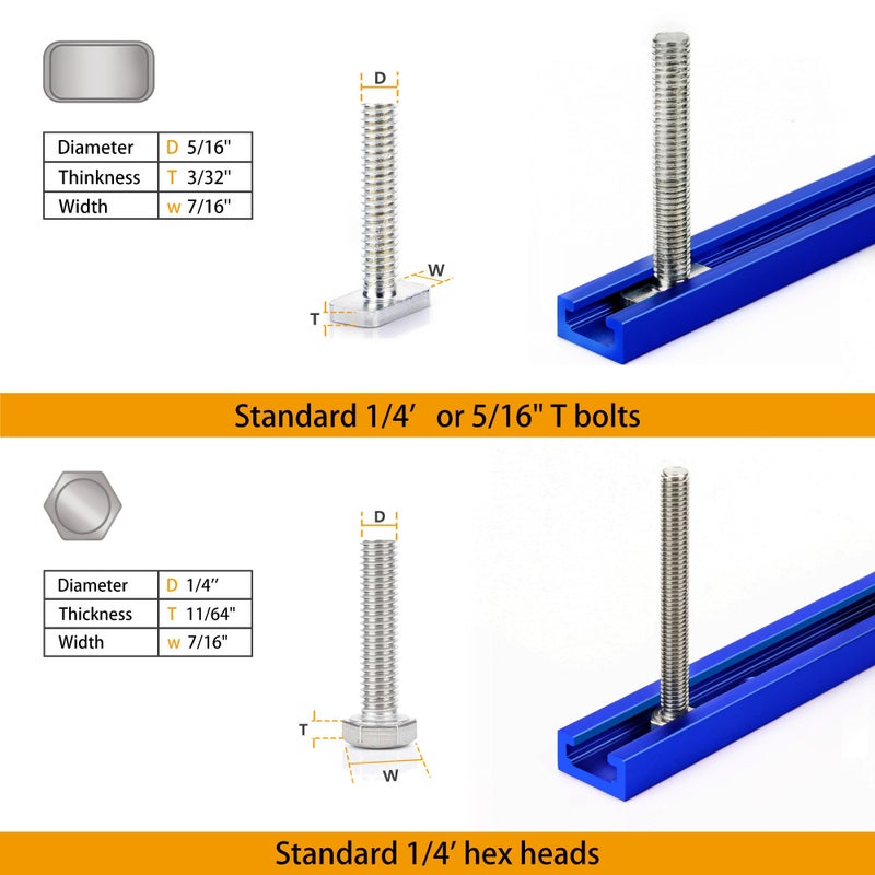 Bikykose 4 Pack 48" T-Track for Woodworking with Screws, Aluminum Alloy Woodworking Tools Double Cut Profile Universal T-Tracks with Predrilled Mounting Holes, Anodized Blue - Image 4