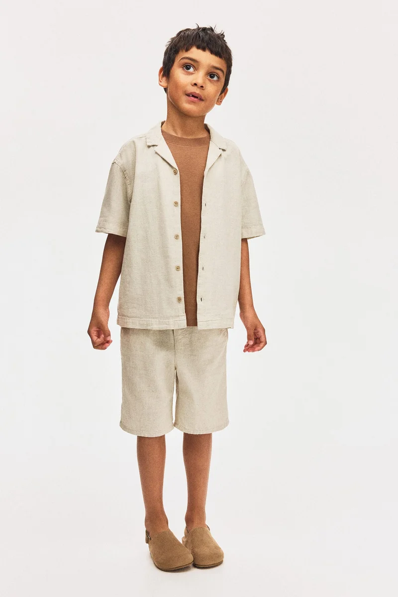 اتش اند ام شورت من مزيج الكتان