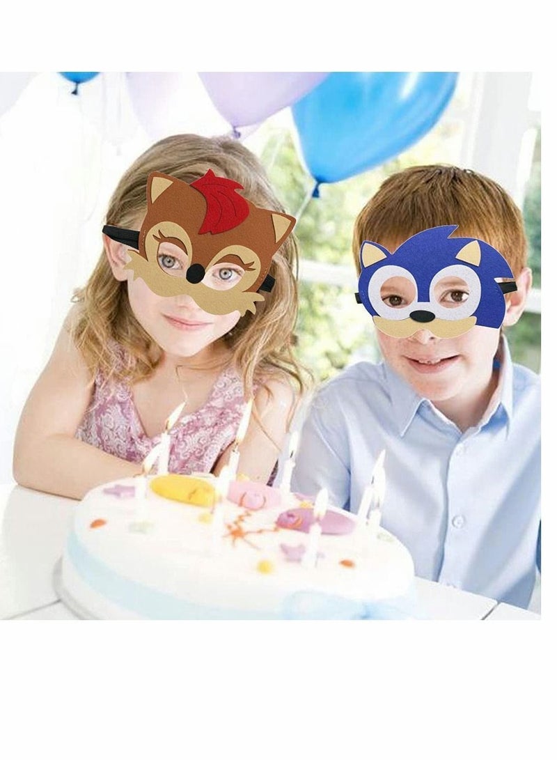 NIBEMINENT Sonic Felt Masks Party Favors for Kid - Hedgehog Themed Supplies Birthday Cosplay Mask Photo Booth Prop Cartoon Character Gift Children Boys Girls 12 Packs - Image 3