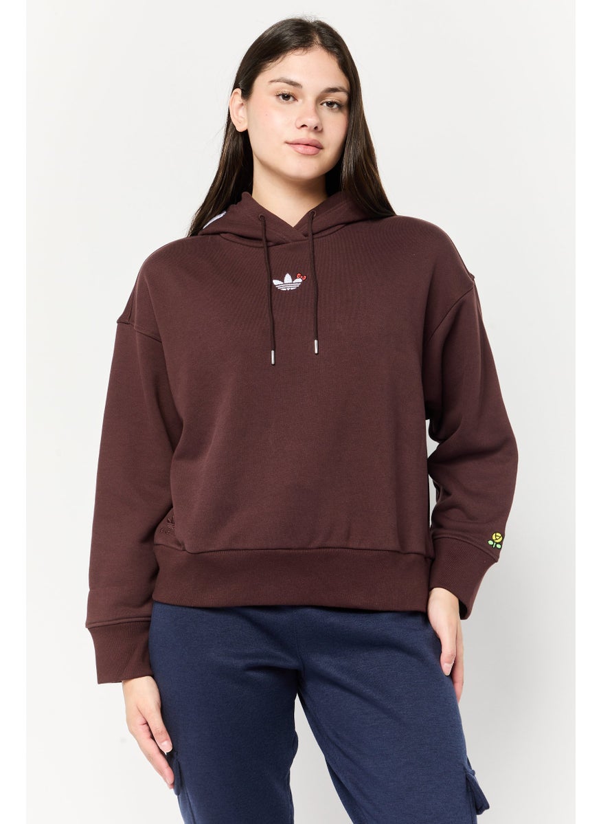 adidas Originals Women Sportswear Fit Long Sleeve Outdoor Sweatshirts, Brown  - Image 1