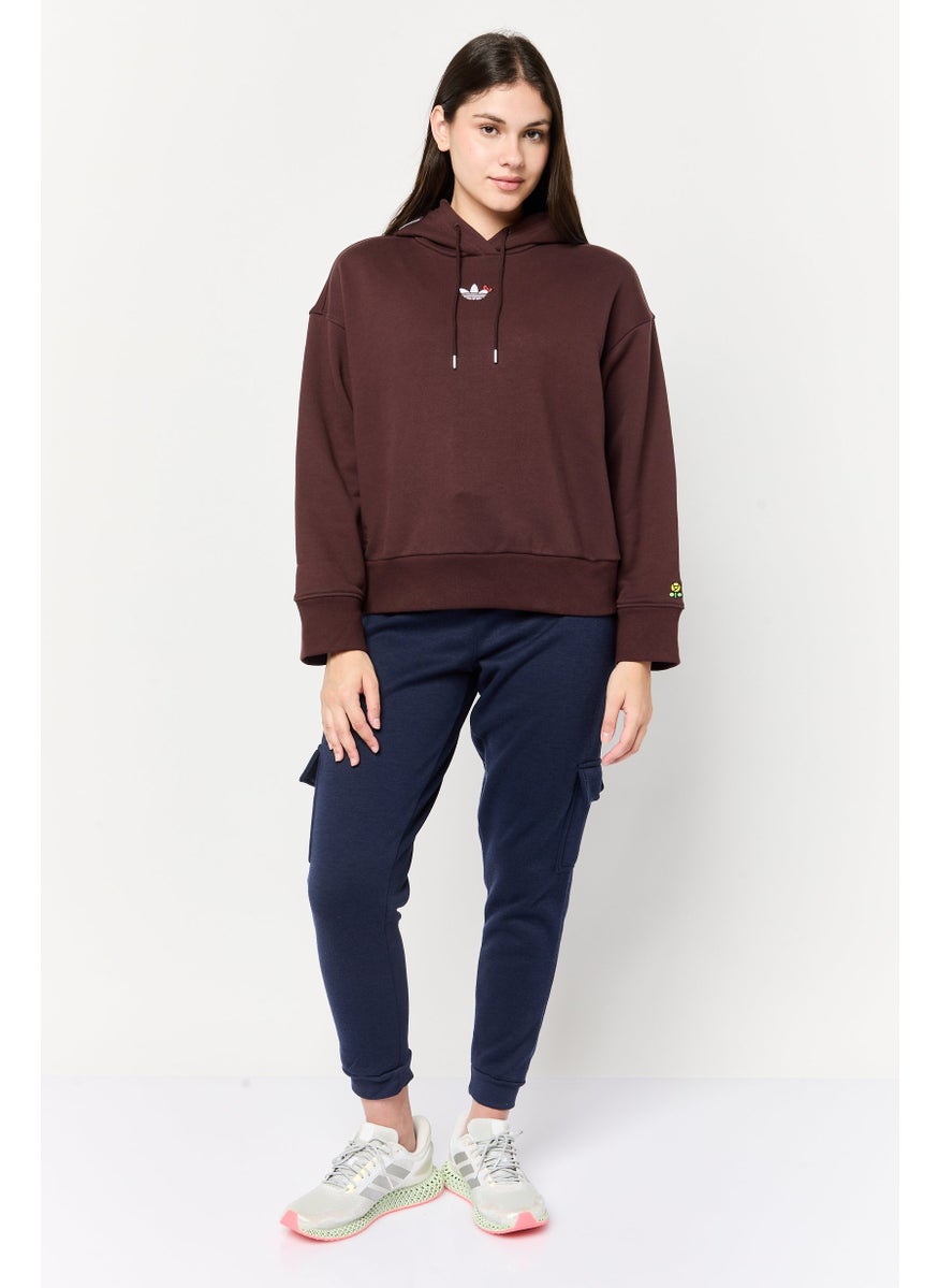 adidas Originals Women Sportswear Fit Long Sleeve Outdoor Sweatshirts, Brown  - Image 2