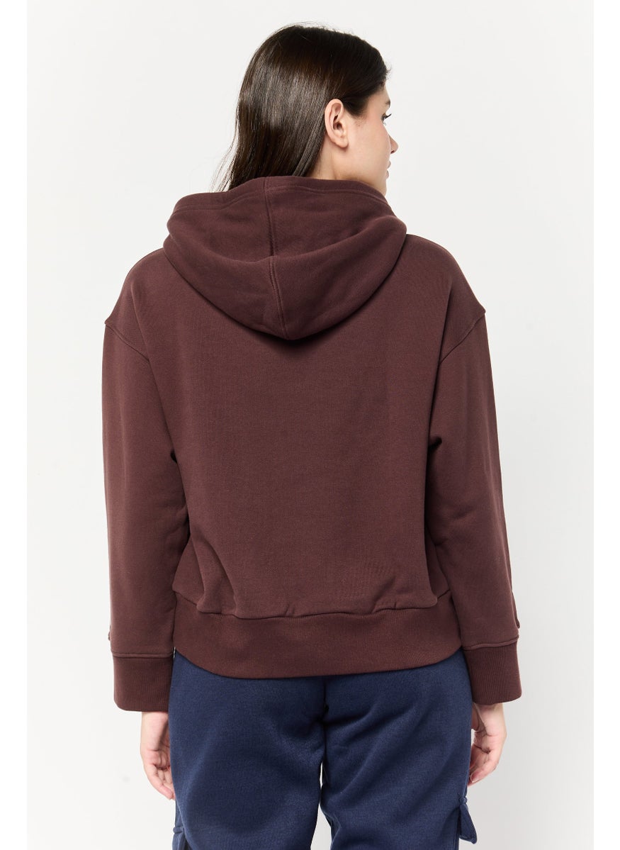 adidas Originals Women Sportswear Fit Long Sleeve Outdoor Sweatshirts, Brown  - Image 4