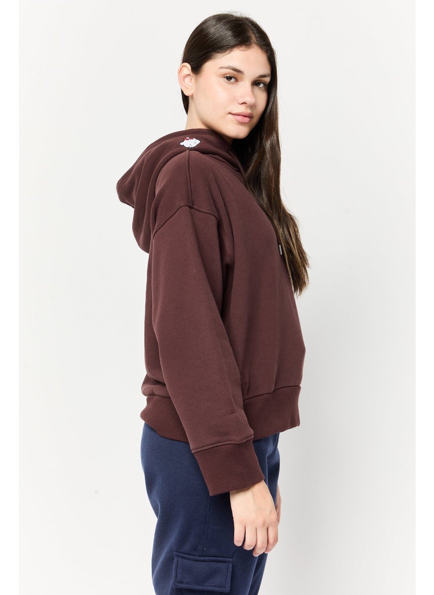 adidas Originals Women Sportswear Fit Long Sleeve Outdoor Sweatshirts, Brown  - Image 3