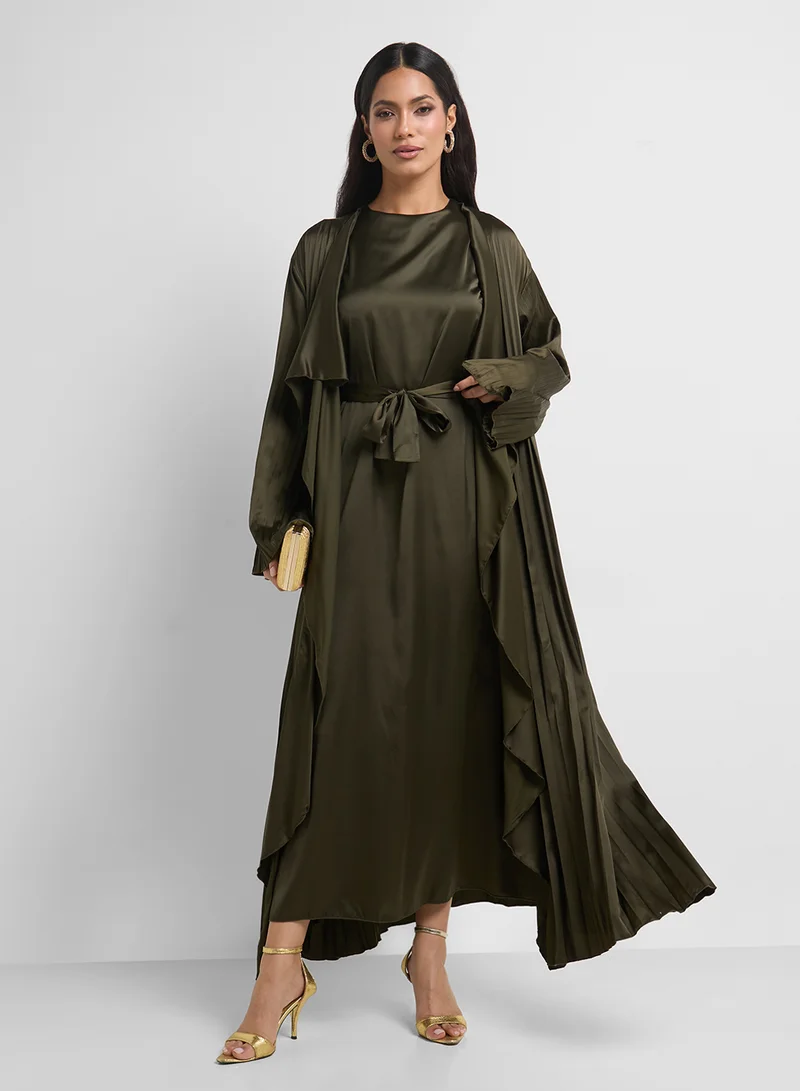 Khizana Dress Set With Layering Jacket