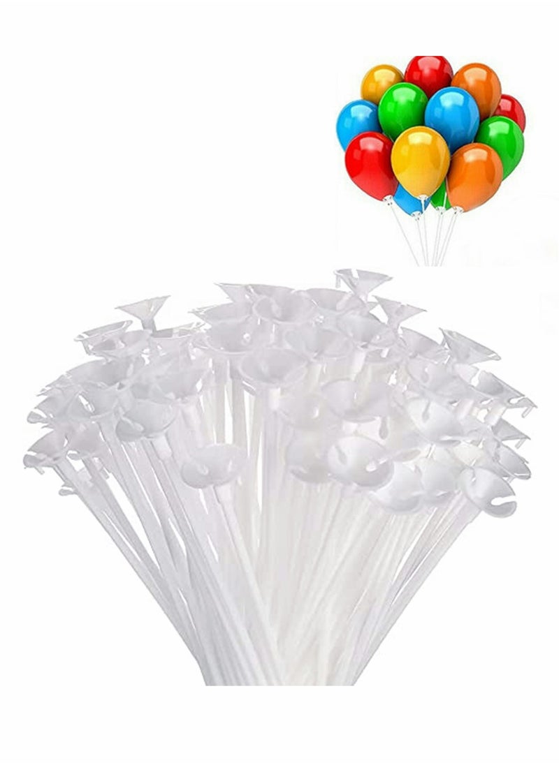 SYOSI - 100 Pcs Balloon Sticks, Plastic Thicken Durable Milk-White Sticks Holders with Cups, Holder for Party Festival Decor - Image 1