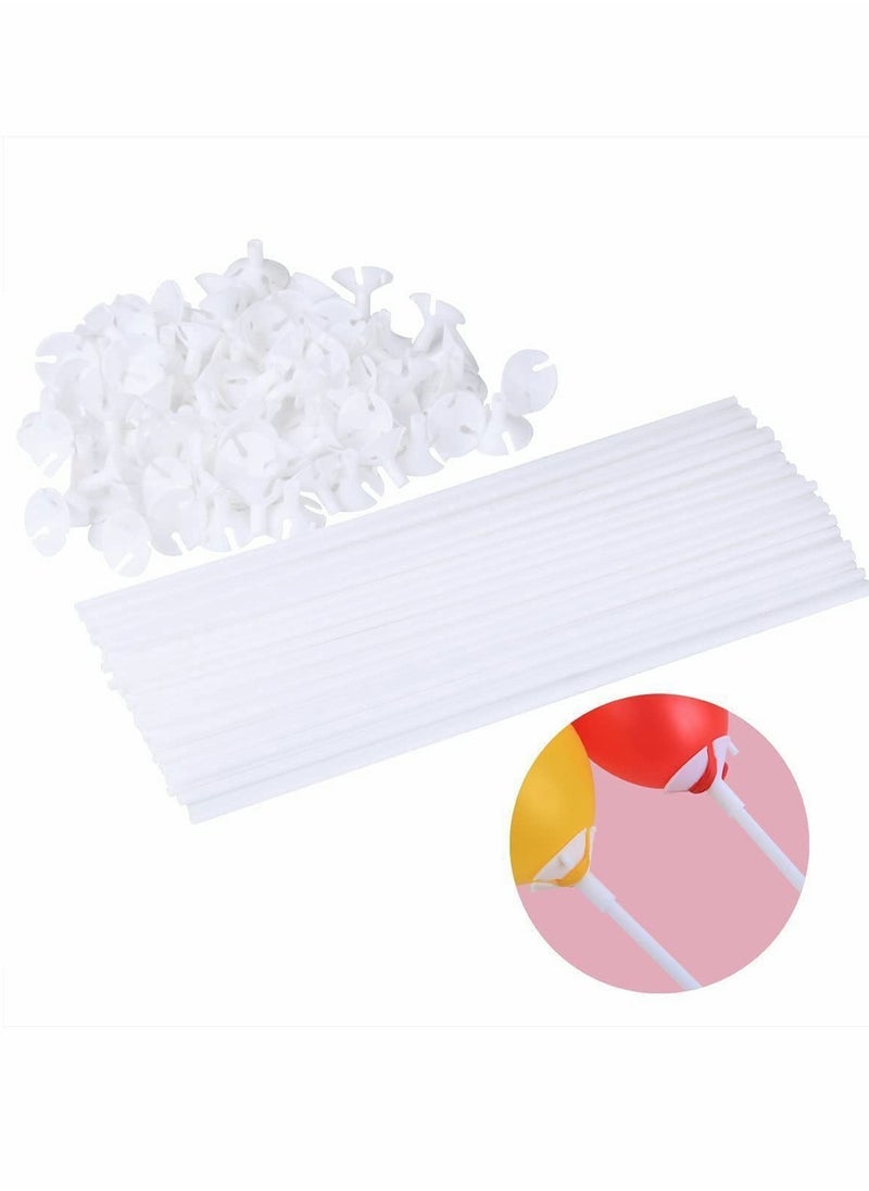 SYOSI - 100 Pcs Balloon Sticks, Plastic Thicken Durable Milk-White Sticks Holders with Cups, Holder for Party Festival Decor - Image 1