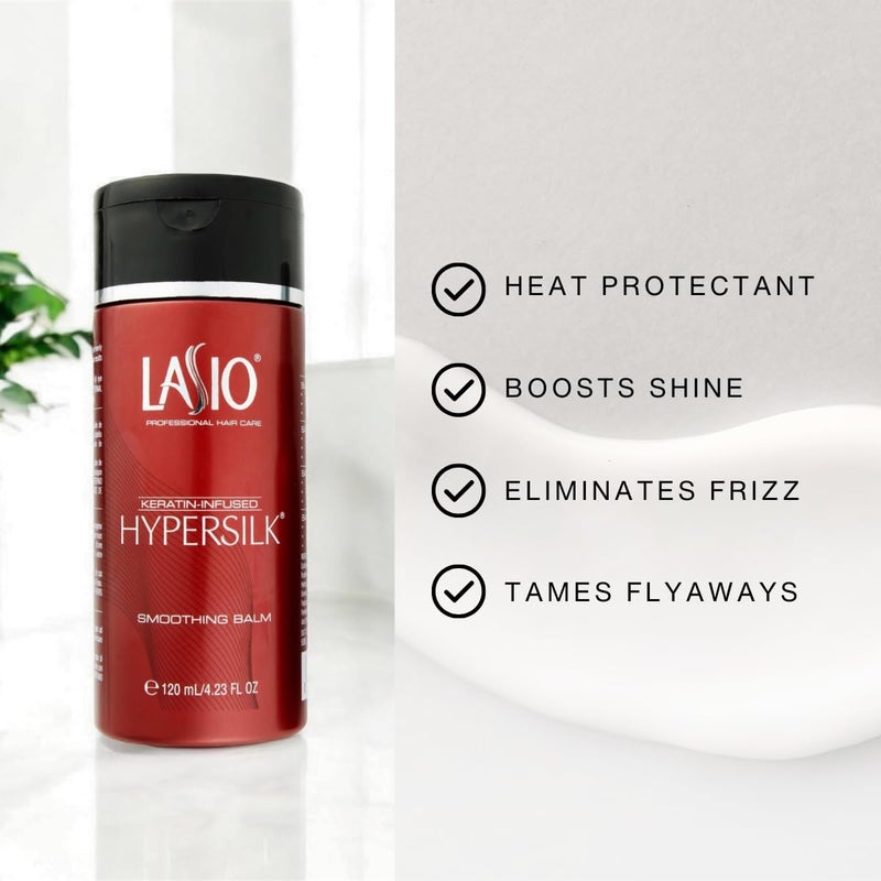 LASIO Keratin-Infused Hyper Silk Smoothing hair balm for hair â€“ Heat Protectant, Frizz Eliminator, Adds Volume & Boosts Shine â€“ Strengthens & Nourishes for All Hair Types â€“ 4.23 Oz â€“ Salon Quality - Image 2