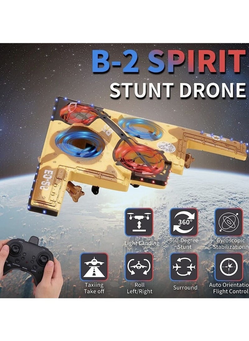 Stunt RC Drone - B2 Air Force Flight Model with LED Lights for Kids