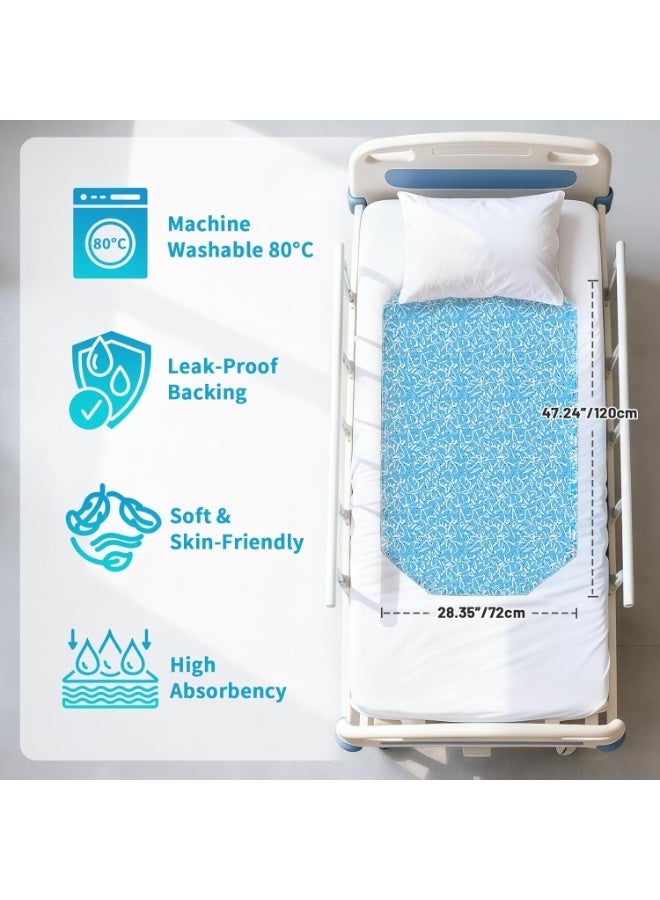 Ehucon Incontinence Transfer Bed Pad with Handles - Washable & Reusable Repositioning Sheet for Turning, Lifting & Repositioning (Simple Blue Stripes) - Image 2
