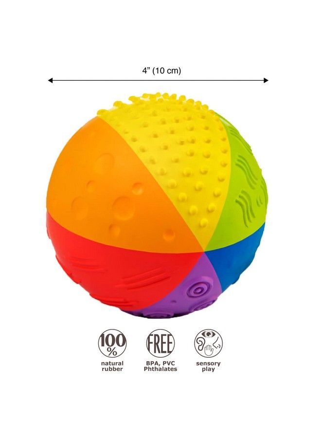 CaaOcho Pure Natural Rubber Sensory Ball For Babies Rainbow 4" Sensory Toy Promotes Sensory Development Rainbow Colors Perfect Bouncer Gentle Squeaking Bpa Free Pvc Free Foodgrade Paint - Image 4
