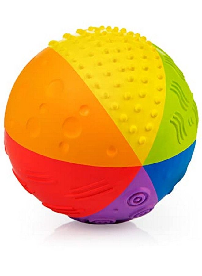 CaaOcho Pure Natural Rubber Sensory Ball For Babies Rainbow 4" Sensory Toy Promotes Sensory Development Rainbow Colors Perfect Bouncer Gentle Squeaking Bpa Free Pvc Free Foodgrade Paint - Image 1