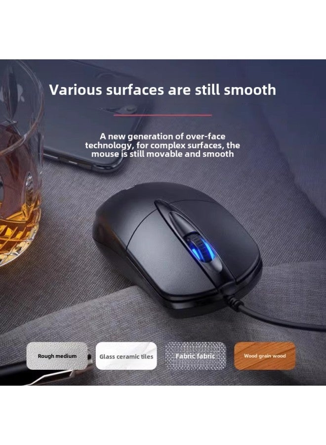 ماوس سلكي USB صامت صامت للمنزل والمكتب والكمبيوتر المحمول والألعاب بواجهة عالمية محدودة - اللون: أسود 【الإصدار الأول】 زر صوت / طول الكابل 1.2 متر + لوحة ماوس - Image 2