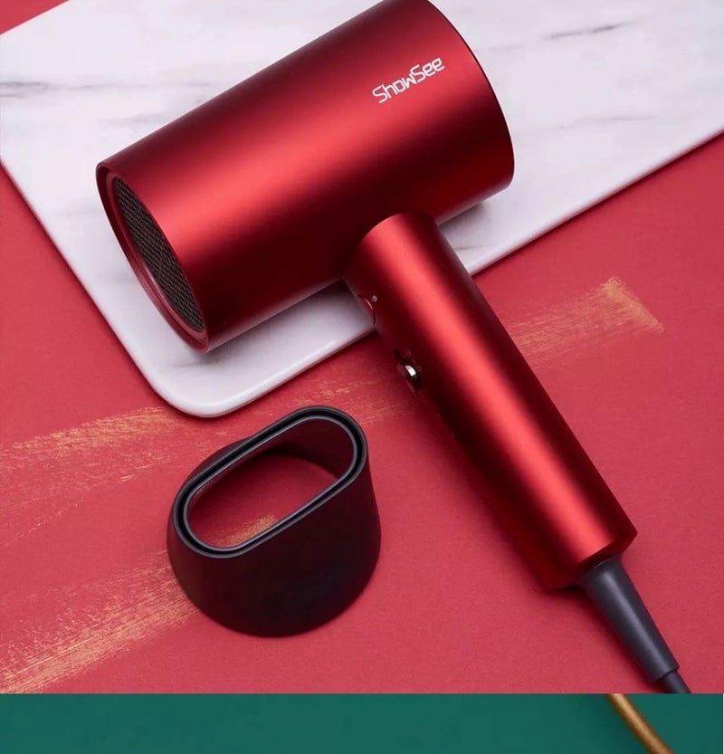 Showsee A5 Negative Ion Hair Dryer, 1800w Constant Temperature Professional Fast Drying, Portable, Red - Image 2