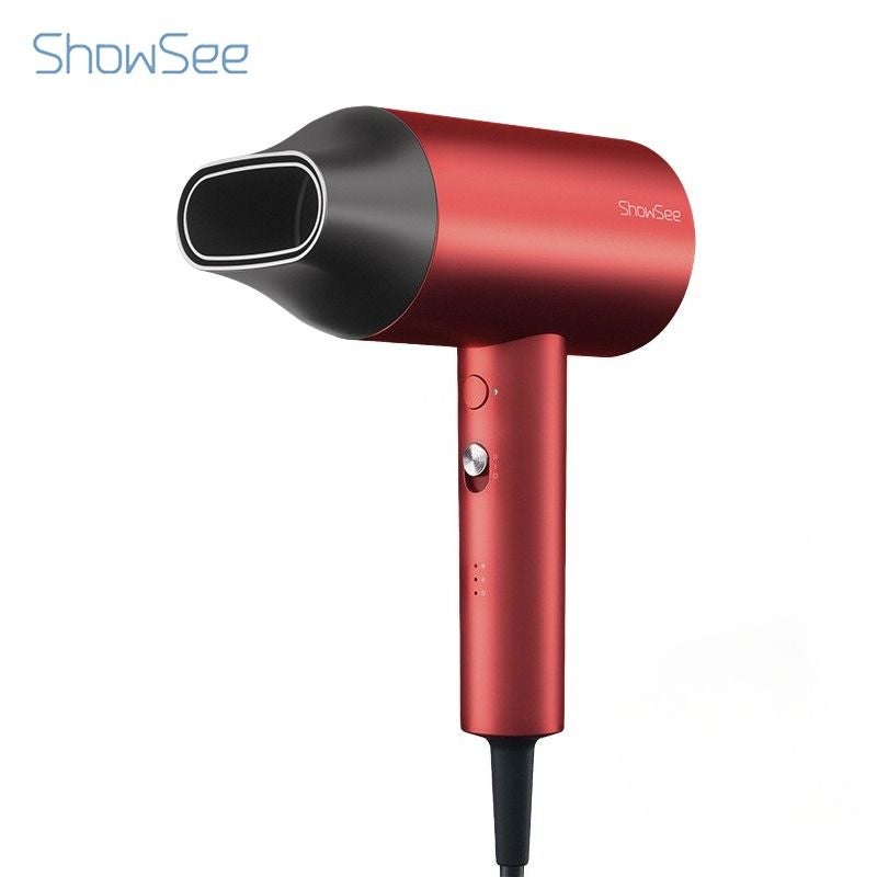Showsee A5 Negative Ion Hair Dryer, 1800w Constant Temperature Professional Fast Drying, Portable, Red - Image 1