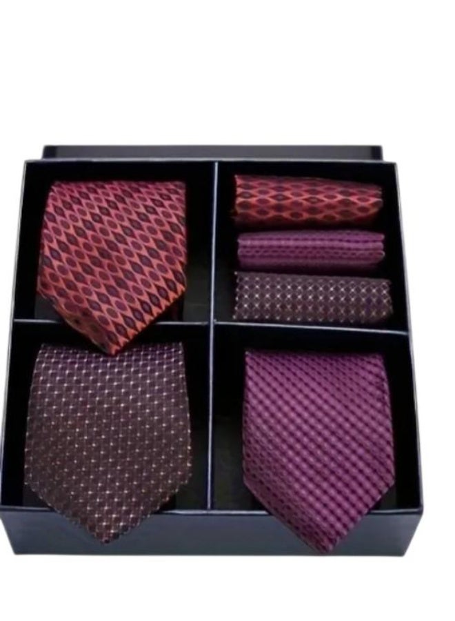 Luxury Men's Accessory Set, 6 Pieces - Assorted Ties and Pocket Squares in Royal Designs - Inside a VIP Gift Box - Image 1